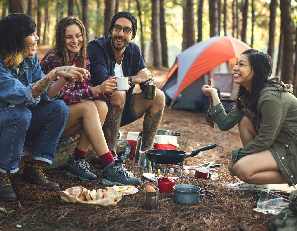 group of friends on a camping trip