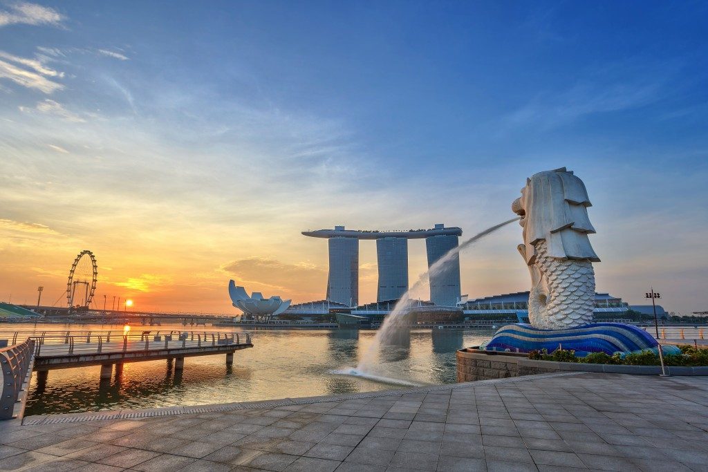 Merlion during sunrise