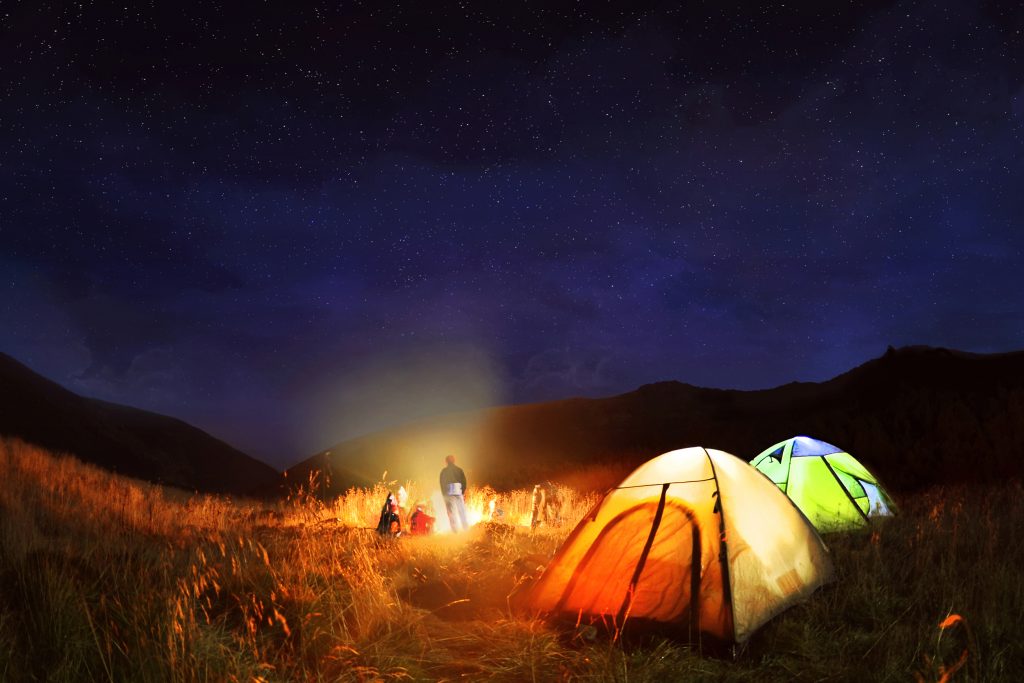 people camping at night
