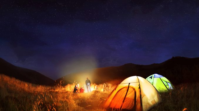 people camping at night