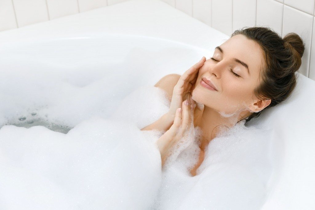 woman enjoying a hot tub