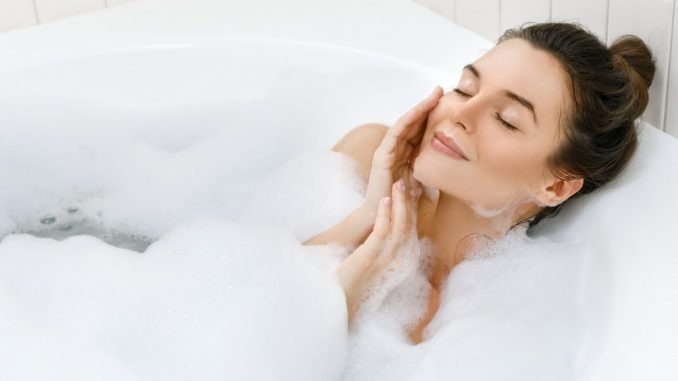 woman enjoying a hot tub
