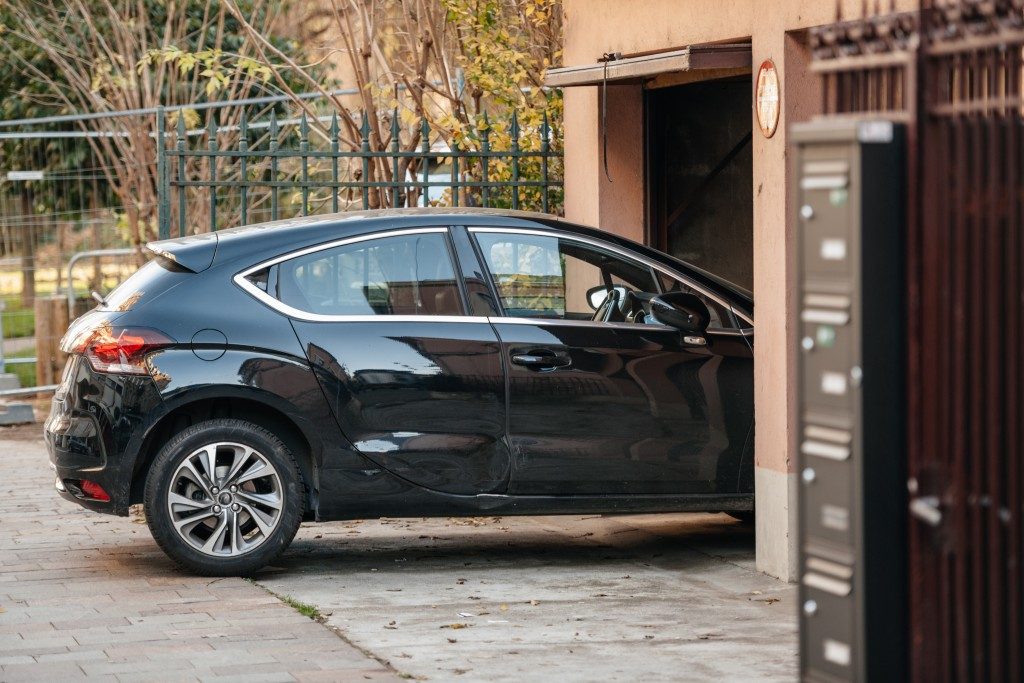 Car parked in a garage