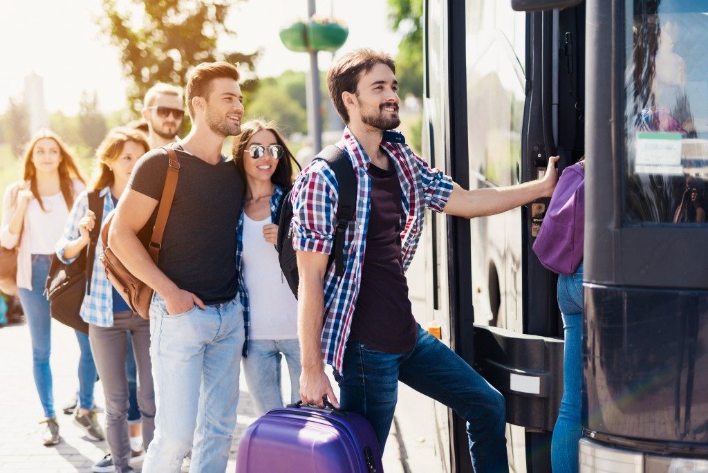 Tourists on a travel tour