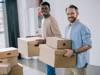 men packing their things