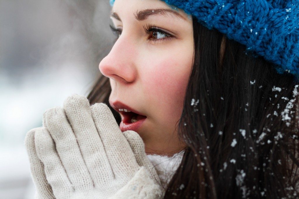 girl outside in cold winter day