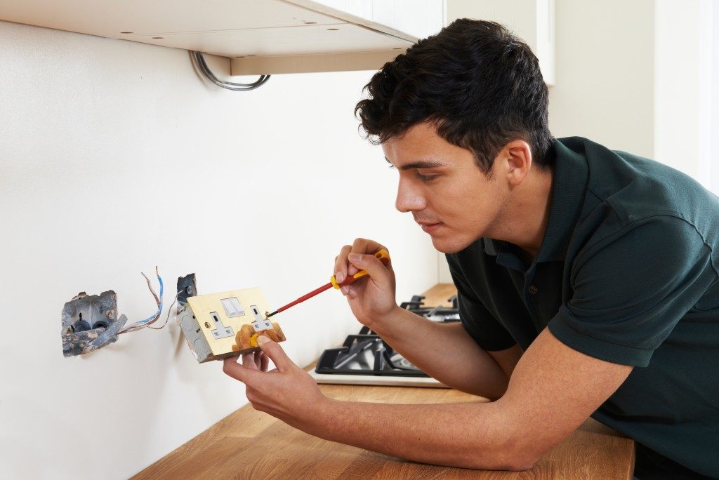 an electrician working