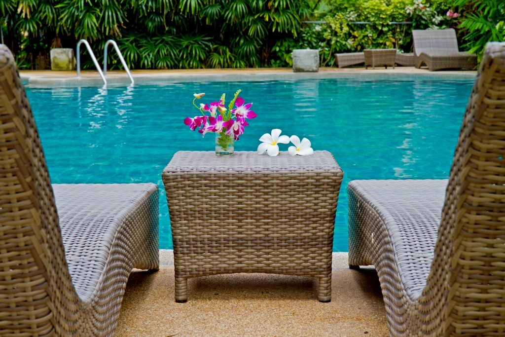 beside the pool